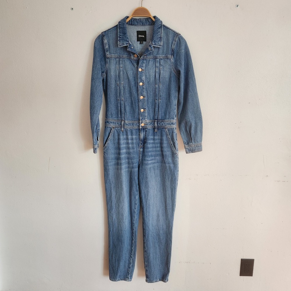 OWN Denim Long Sleeve Denim Jumpsuit Boiler Suit 4R Faded Wash Americana Retro
